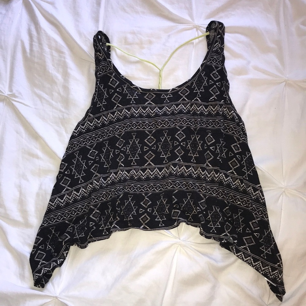 Tribal print semi-crop top